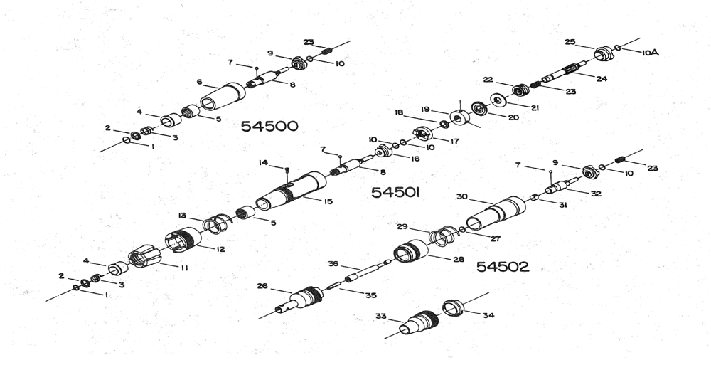 Fig-0 Diagram and Parts List for 54502 Type-1 Porter Cable Screwdriver